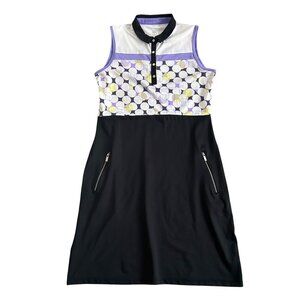 Tail Womens Sz Small Sleeveless Golf Dress Black & Geometric Print